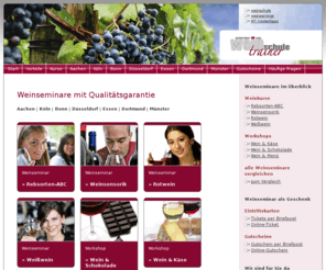 weintrainer.com: WEINTRAINER - Weinseminar für Liebhaber, Kenner und Semi-Profis | Weinprobe und Weinseminare in Köln, Aachen, Bonn, Düsseldorf, Dortmund, Essen, Münster
Weinseminare mit Weinprobe und Weinevents an der größten Weinschule des Landes: Köln, Aachen, Bonn, Dortmund, Münster, Essen, Düsseldorf – Gutschein für Weinseminar und Weinproben in NRW ...