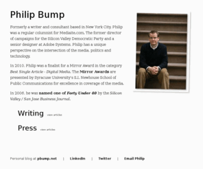 pbump.com: Philip Bump
Writing, press and other information about Philip Bump.