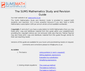 sumslearning.com: The SUMS Mathematics Study and Revision Guide
