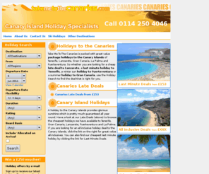 takemetothecanaries.com: Canaries Holidays, Canary Island Package Holidays, Late Deal Lanzarote, Tenerife Last Minute
Bargain package holiday deals to the Canaries. Cheap holidays to the Canary Islands. Tenerife last minute, cheap late deals to Lanzarote, Fuerteventura, La Palma & Gran Canaria.