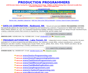 productionprogrammers.com: Production Programmers - www.ProductionProgrammers.com - Production Device Programmers
Production Programmers from the Technology Data Exchange - Linked to TDE member firms.