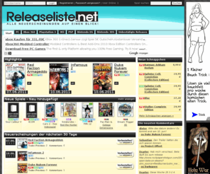 releaseliste.com: Releaseliste.net - Neuerscheinungen - Neue Spiele
Aktuelle Releaselisten für Xbox360, PS3, Wii, Nintendo DS, PSP, PS2 und PC. Alle Neuerscheinungen auf einen Blick!