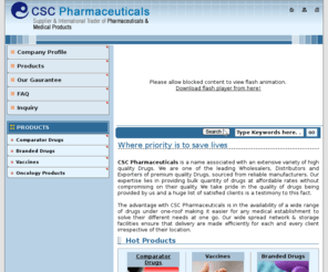 cscpharmaceuticals.com: Health Care Drugs,Anti Rabies Vaccines,Oncology Drugs Manufacturers,Suppliers
Health Care Drugs manufacturers - CSC Pharmaceuticals suppliers of Anti Rabies Vaccines, Health Care Drugs manufacturing, indian Oncology Drugs manufacturer, wholesale Health Care Drugs suppliers, Anti Rabies Vaccines from india, Health Care Drugs, Anti Rabies Vaccines, Oncology Drugs