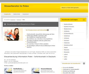 steuerberater-polen.net: Steuerberater Polen
Steuerberater in Polen - Hauptseite. Steuerberater oder Steuerbüro in Polen. Kostenlose Information Polen – Sofortkontakt in Deutsch. Wir sprechen deutsch.