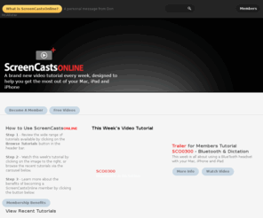 apple-tutorials.com: Mac Tutorials : ScreenCastsOnline
All the ScreenCastsOnline Video Tutorials on Mac OSX