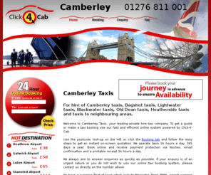 camberley-taxi.com: Camberley Taxis
For hire of Camberley taxis, Bagshot taxis, Lightwater taxis, Blackwater taxis, Old Dean taxis, Heatherside taxis and taxis to neighbouring areas., Taxis to Heathrow Airport, Taxis to Gatwick Airport, Taxis to Luton Airport, Taxis to Stansted Airport, Taxis to London City Airport, Taxis to Southampton Airport, Taxis to Central London, Taxis to Windsor, Taxis to Reading, Taxis to Southampton Docks