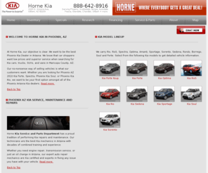 hornekia.com: Horne Kia in Gilbert AZ, Phoenix Kia Dealership, New Used Kia Dealer in Phoenix Arizona
Horne Kia, your Phoenix Kia dealership in Gilbert, Arizona. We offer new and used kia cars in the Phoenix area, Chandler, Gilbert, Mesa, Tempe and Scottsdale