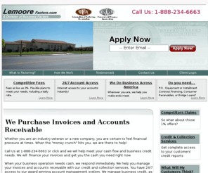 lemoorefactoring.net: Lemoore Factors | Invoice Factoring Company Factor Companies Business Invoice Financing Cash Flow Loans Discountings
Accounts receivable factoring, financing, purchasing - Turning your invoices into cash. We provide factoring and credit management services.