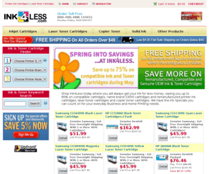 inkjetcartridgesforless.com: Ink4Less.com | Printer ink cartridges, laser toner cartridges, copier toner cartridges, inkjet cartridges and solid ink. Our mission is to save you money. Ink for less is the economical choice.
We provide the best selection and largest variety of printer ink cartridges, laser toner cartridges, copier toner cartridges, inkjet cartridges and solid ink. The best selection of compatible, name brand (OEM) and remanufactured cartridges. Our mission is to save you money. Ink for less is the economical choice.