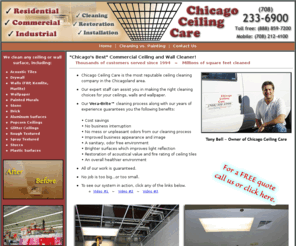 ceilingcleaner.com: Chicago Ceiling Care
Residential, commercial and industrial wall and ceiling cleaning.  Serving the Greater Chicago area.