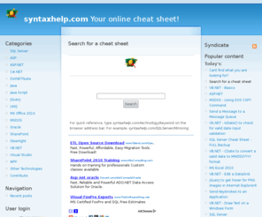 syntaxhelp.com: Search for a cheat sheet | syntaxhelp.com
