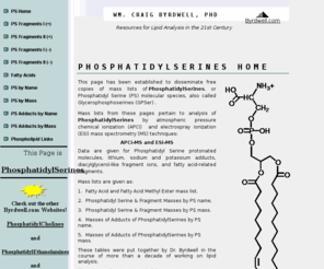 glycerophosphoserines.com: HPLC-MS of PhosphatidylSerines Home
HPLC-MS : The Home of Mass Spectrometry Information for PhosphatidylSerines on the Web