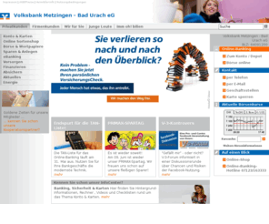 volksbank-metzingen-badurach.com: Willkommen in Ihrer Online-Filiale der Volksbank Metzingen - Bad Urach eG  -   Privatkunden
