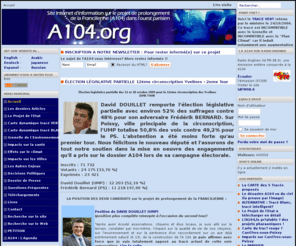 a104.org: Autoroute Francilienne A104 Projet - Accueil
A104.org, site d'information sur le prolongement et le bouclage de la francilienne ( autoroute a104 ) entre Mery-sur-oise ( Méry-sur-Oise) et Poissy Orgeval dans l'ouest de Paris (France)