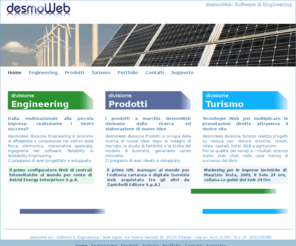 lctech.it: desmoWeb: divisione Engineering, divisione Prodotti, divisione Turismo
Soluzioni internet per il turismo e l'accommodation in Toscana e in Italia: resort, ville, dimore storiche, relais e chateaux, B&B, agriturismi, catene di hotel ed alberghi