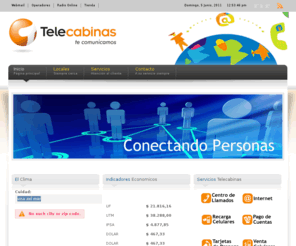 telecabinas.cl: Telecabinas
Telecabinas :: Servicios de cabinas telefónicas, internet, pago de cuentas y otros servicios a su disposición