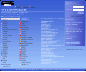 hotelstar24.com: Accommodation finder, apartment finder, hotel finder
Best accommodation offers from all European countries. Find location on the map of a hotel, apartment, or room. Visit our European accommodation portal. 