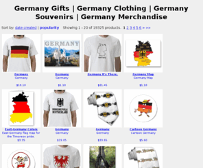 germanyforless.com: Germany Gifts | Germany Clothing | Germany Souvenirs | Germany Merchandise
Germany gifts ideas such as souvenirs, mugs, bumperstickers and Germany clothing such as tee shirts and sweatshirts help you celebrate your love for Germany.