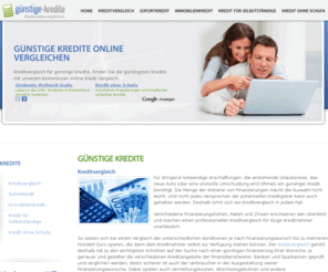 guenstige-kredite.com: Gnstige Kredite Vergleich: gnstige Kredite online
Gnstige Kredite: Kredit Vergleich fr gnstige online Kredite.