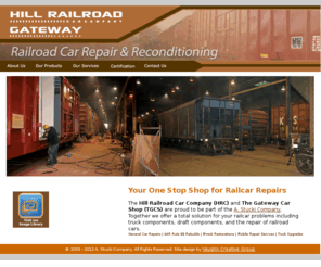 the-gateway-carshop.com: Railroad Car Repair & Reconditioning by Hill Railroad Car Company
The Hill Railroad Car Company (HRC) and The Gateway Car Shop (TGCS) are proud to be part of the A. Stucki Company. Together we offer a total solution for your railcar problems including truck components, draft components, and the repair of railroad cars.