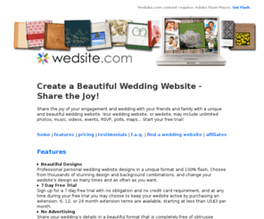 kavitaroshan.com: Wedsite.com | Unique Wedding Websites
Create a beautiful wedding website, and share the joy of your engagement and wedding with your friends and family. Your wedsite may include unlimited photos, music, events, RSVP, polls, maps, news... Free Trial!