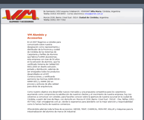 vmaluminio.com: VM Aluminio y Accesorios Representante Flamia, Giese, TANIT, CHAMICAL, MON-PAT, KALLAY y máquinas para la industrialización del aluminio de marca OK Industrial. Villa María, Córdoba, Argentina
VM Aluminio y Accesorios Representante Flamia, Giese, TANIT, CHAMICAL, MON-PAT, KALLAY y máquinas para la industrialización del aluminio de marca OK Industrial. Villa María, Córdoba, Argentina