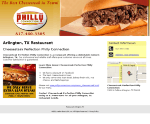 phillycheesesteakarlington.com: Restaurant Arlington, TX
Cheesesteak Perfection Philly Connection is a restaurant offering best cheesesteak in Arlington, TX. Call 817-460-3385.