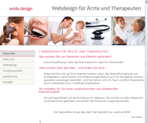 webdesign-fuer-aerzte-und-therapeuten.de: Ärzte ins Web - Home  - Webdesign für Ärzte und Therapeuten in Berlin
Wir sind spezialisiert auf die Erstellung von ansprechenden Websites für Ärzte und Therapeuten, die schnell von allen bekannten Suchmaschinen gefunden und auf den Top-Positionen angezeigt werden.