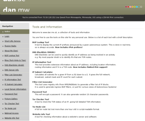 dan.pe: www.dan.me.uk
Main page with description of each tool/page