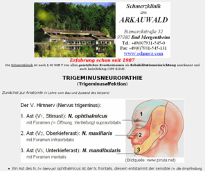 trigeminusneuropathie.de: TRIGEMINUSNEUROPATHIE - Therapie bei einer Trigeminusaffektion
Bei einer Trigeminusneuropathie (Trigeminusaffektion) ist die therapeutische Lokalanästhesie sehr hilfreich