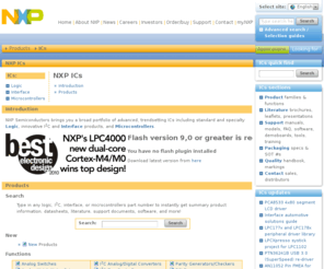 icsnxp.com: NXP Semiconductor founded by Philips Electronic - ICs [Home]
NXP ICs(founded by Philips Semiconductors) logic, I2C, interface, and microcontrollers datasheets, manuals, application notes, IBIS models, FAQ, software, packages, and more