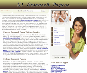 1-research-papers.com: #1 Research Papers
Research paper assistance, examples of research paper assistance for a doctoral graduate, and doctor-level writing assistance for example research papers.