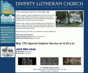 divinitylutheran.org: Divinity Lutheran Church
Divinity Lutheran Church is a Wisconsin Lutheran Synod
Church Located in St. Paul, Minnesota