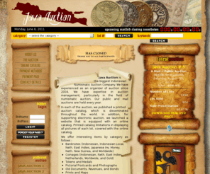 javaauction.info: :| Java Auction |:
Java Auction - The Indonesian International Auction for Numismatic, Philatelic, and Other Collectible Hobbies
