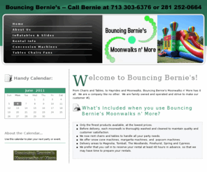 bouncingbernies.com: Bouncing Bernie's Moonwalks n' More
moonwalk, bouncers, party rentals, concession machines