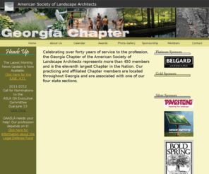 gaasla.org: The Georgia Chapter of the American Society of Landscape Architects
Georgia Chapter of the American Society of Landscape Architects are state licensed designers dedicated to all aspects of landscape architecture creating artful exteriors and environments.