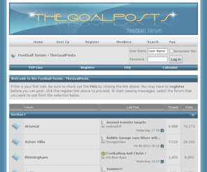 thegoalposts.com: Football forum - TheGoalPosts
football forum, soccer, world cup, premiership, goal, match, shoot, score