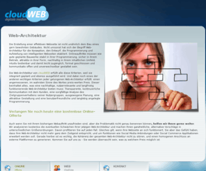 web-architektur.ch: Web Architektur | Preiswert zu einem Webauftritt, Homepage für KMU, Homepage für Einzelfirmen
Transparente, kontinuierliche Kommunikation mit dem Kunden, eine sorgfältige Analyse des Zielgruppenverhaltens seiner Nutzergruppen, ausgewogene Planung, eine attraktive Gestaltung und eine benutzerfreundliche und langlebig angelegte Programmierung.