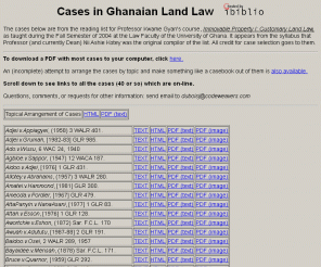 ghanalandlaw.com: Cases in Ghana Land Law -- ghanalandlaw.com
Cases in Ghana Land Law