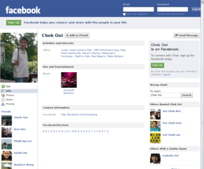 chokleang.com: Incompatible Browser | Facebook
 Facebook is a social utility that connects people with friends and others who work, study and live around them. People use Facebook to keep up with friends, upload an unlimited number of photos, post links and videos, and learn more about the people they meet.