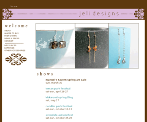 jelidesigns.com: jeli designs
jeli designs - necklaces earrings other accessories handmade, atlanta, jewelry, jeli, designs, custom, bridal, necklace, earrings