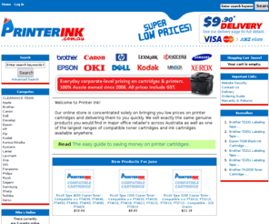 printerink.com.au: Ink Cartridges, Printer Cartridges & Toners - Printer Ink
22-56% lower prices than major office retailers. Genuine Ink Cartridges, Printer Cartridges & Laser Toner for Brother, Canon, Epson, HP, Lexmark...