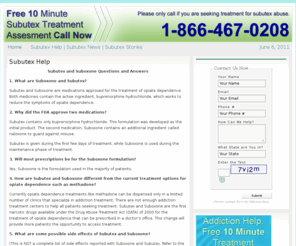 subutexhelpline.com: Subutex Helpline | Subutex Withdrawl | Subutex Help | Subutex Detox | Subutex Side Effects
Subutex helpline is a resource for the opiate addict looking for Subutex help relating to Subutex detox and Subutex side effects.