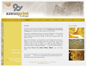 azeusprint.com.au: Azeus Print Management - affordable graphic design, quality printing, web design based in Warrnambool. Servicing Lorne,  Apollo Bay to Port Fairy - home
Azeus Print can design anything from a logo through to a complete branding package.  Whatever your needs, signage, posters, packaging, annual reports, brochures and websites.