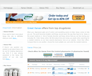 buyxanax.biz: BEST PRICE GUARANTEE on Xanax > >  ONLY reputable online pharmacies!
Need Discounted Xanax? Save $$$ ordering Xanax online! Xanax Prices Starting at only $2.49 per pill! Generous discounts on all reorders!