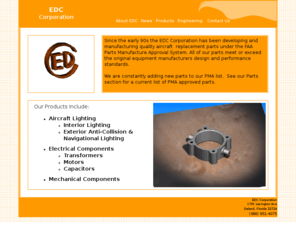 edcpma.com: EDC Corporation
EDC Corporation manufacturer of quality engineered PMA parts for the airline industry.