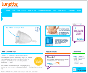 lunette.com: Lunette menstrual cup - Home Page
Over the past 70 years, a woman's choice for internal menstrual care has pretty much been limited to tampons. Wouldn't you like something nicer?