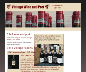 1943wine.com: 1943 Wine, 1943 Vintage Port, 1943 vintage reviews
Large selection of 1943 wine and 1943 Vintage port for sale. Reviews of the 1943 vintage. Single bottles and gift boxes. Large range of vintage 1943 wine and 1943 vintage port including 1943 Barolo.