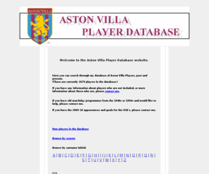 astonvillaplayerdatabase.com: Aston Villa Player Database
