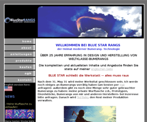 blue-star-rangs.de: Blue Star: hand made boomerangs
Blue Star Bumerangs - manuell gefertigte Bumerangs von  Volker Behrens, Bumerang Profi - für Spiel, Sport und Wettkampf.